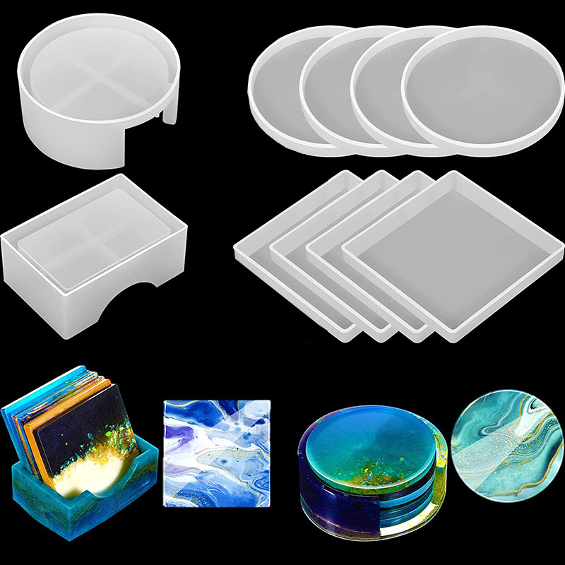 Silicone Epoxy Resin Molds Set - 5 unids/set DlY posavasos de resina