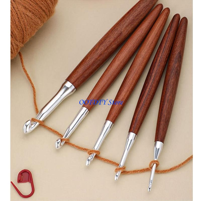 Wooden Crochet Hooks Ergonomic Handle - 367A 8 Uds madera ergonómico aguja