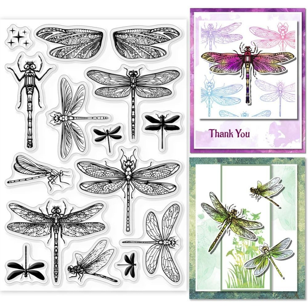 Clear Silicone Stamps For Card Making - Sellos transparentes de libélula para álbum