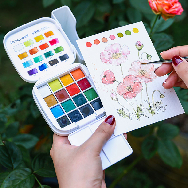 Watercolor Paint Set Solid Pigment - LANGUO-Juego de pintura de acuarela, caja