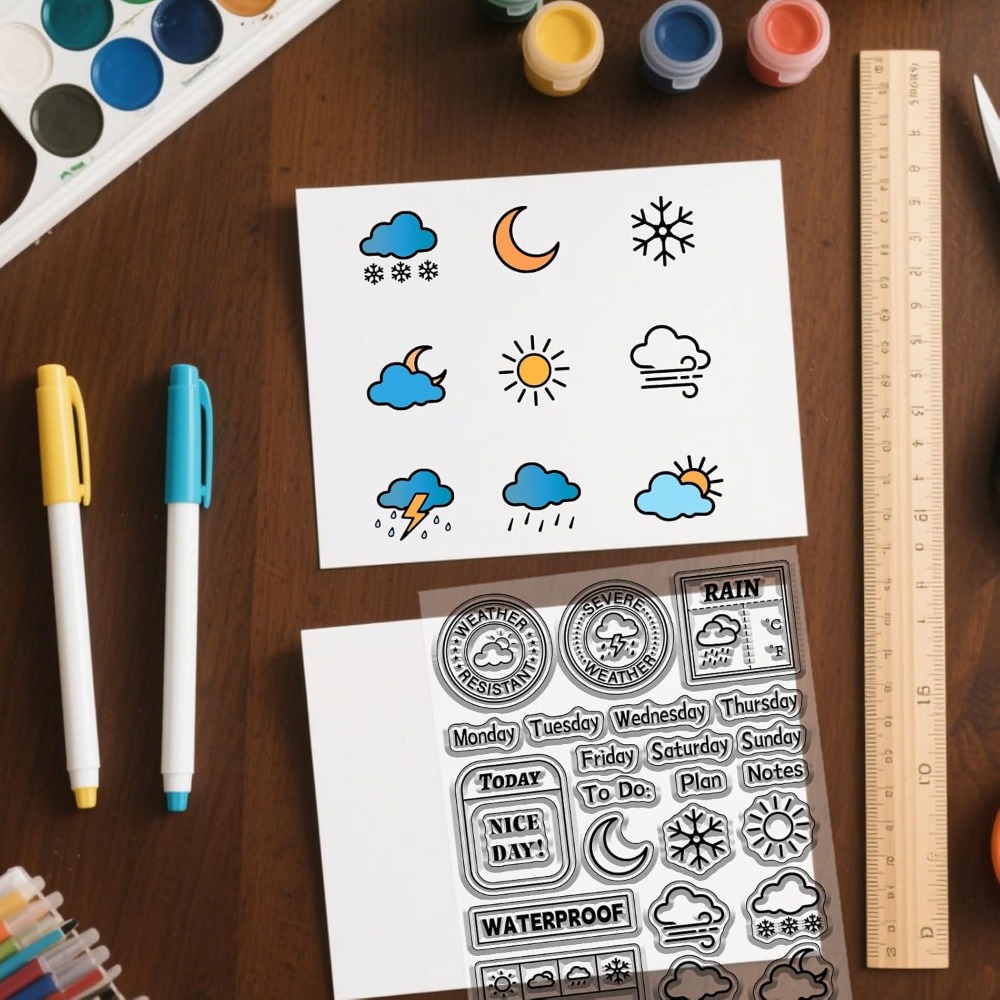 Clear Silicone Stamps For Card Making - Sello transparente para diario meteorológico, sellos