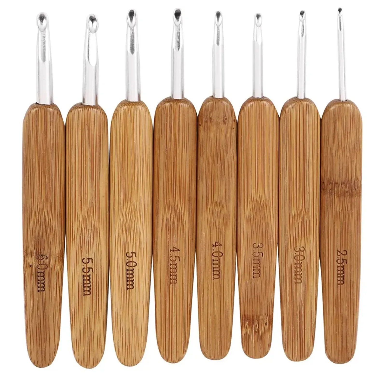 Wooden Crochet Hooks Ergonomic Handle - Juego de ganchos de ganchillo artesanales