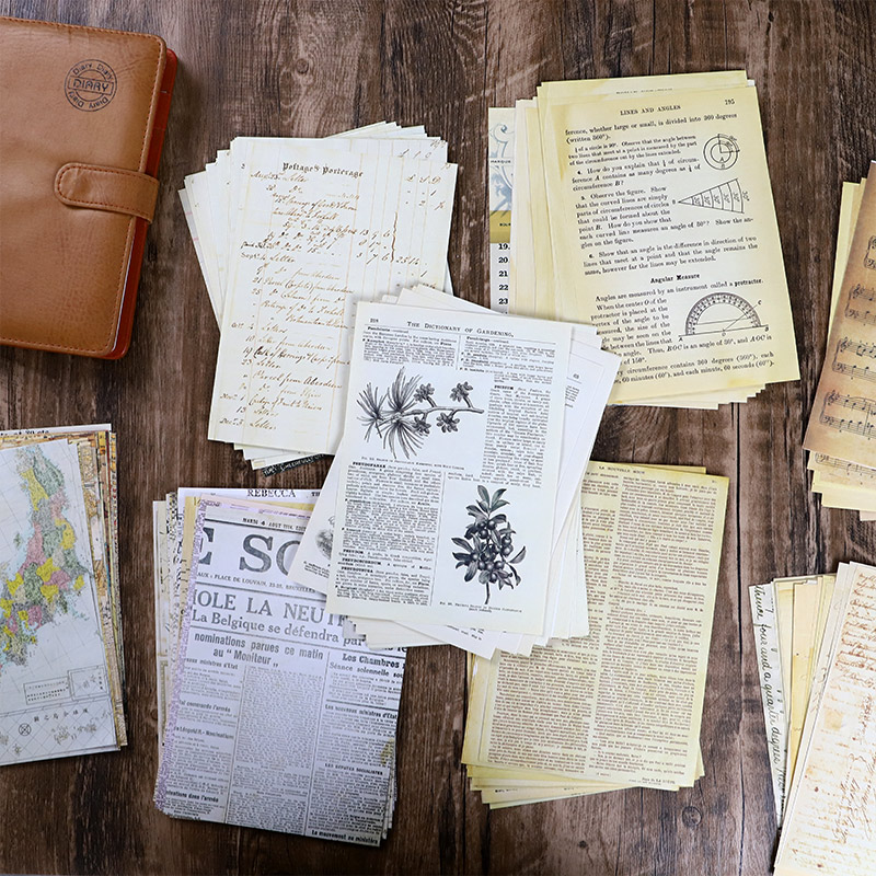 Vintage Junk Journal Scrapbooking Paper - 30 Uds. Mapa antiguo letras de