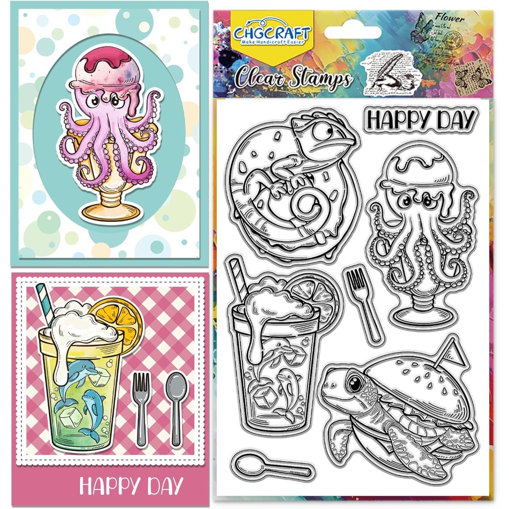 Clear Silicone Stamps For Card Making - Sellos transparentes de animales marinos, sellos