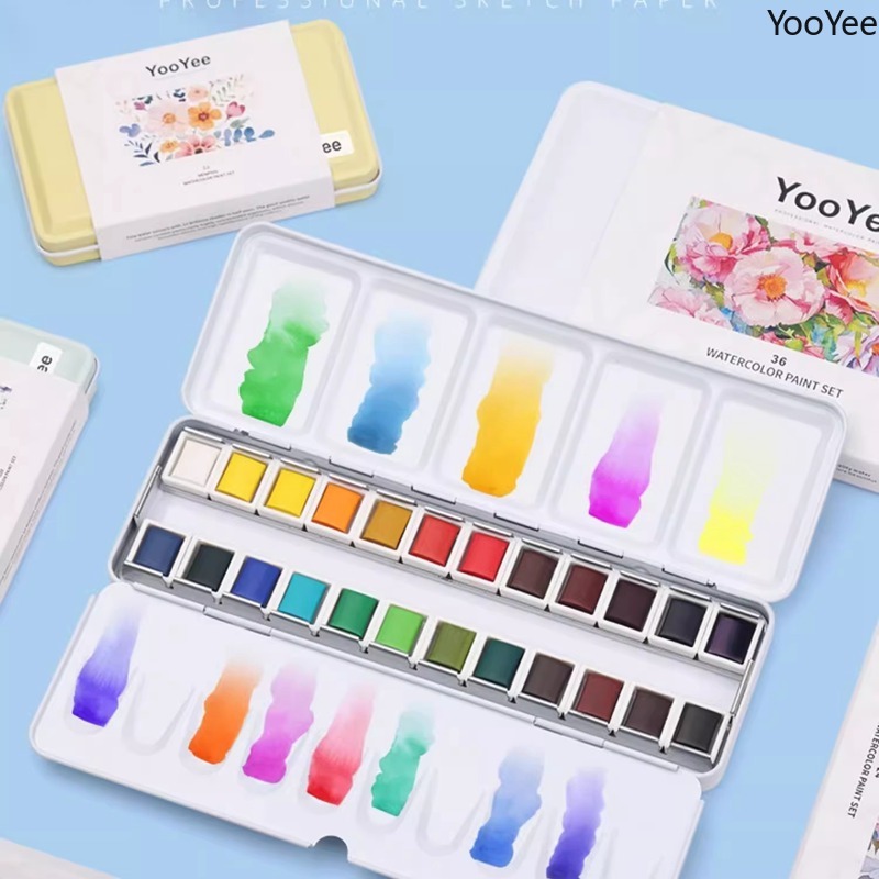 Watercolor Paint Set Solid Pigment - YooYee-Juego de pinturas de acuarela sólidas