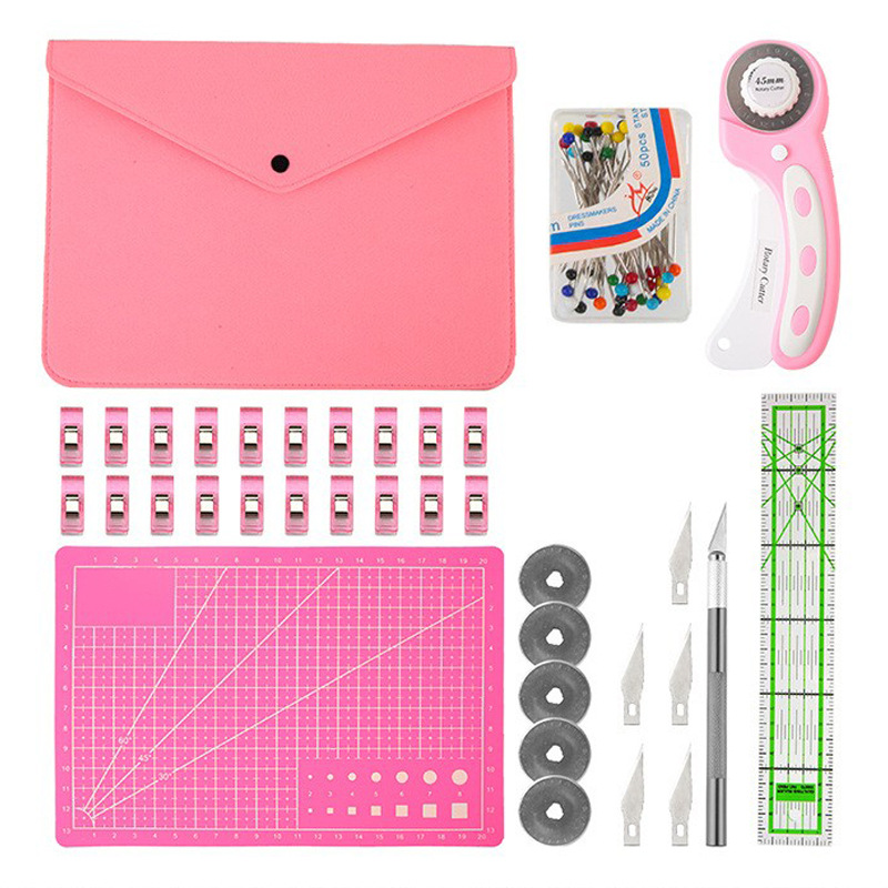 Rotary Cutter For Fabric 45Mm - Juego de cortadores rotativos rosa -