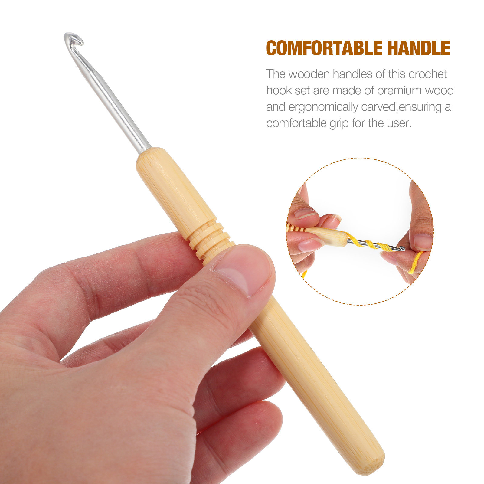 1 Juego de Agujas de Ganchillo - Wooden Crochet Hooks Ergonomic Handle reseña y precio