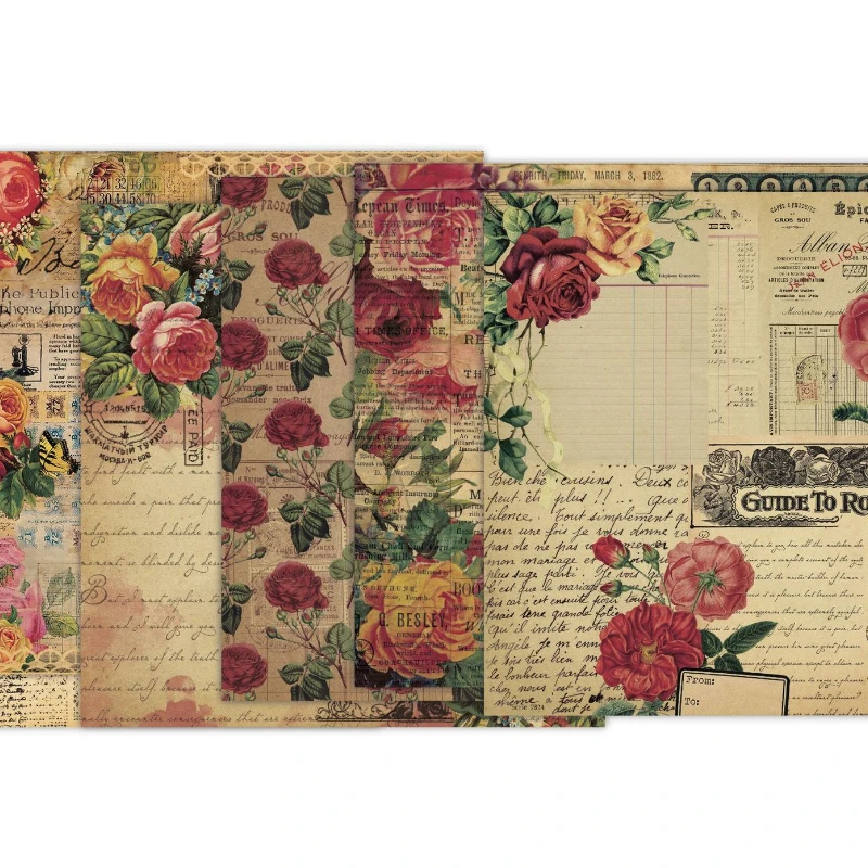 Bloc de recortes con patrón su - Vintage Junk Journal Scrapbooking Paper reseña y precio