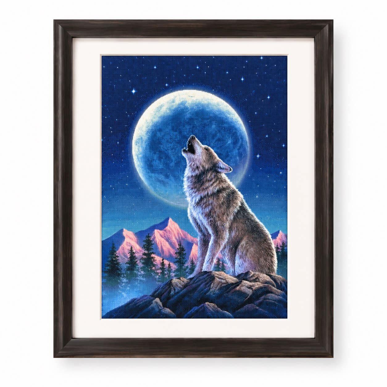 [ZZ9252-Lone Wolf Under the Mo - Cross Stitch Stamped Kits Beginners reseña y precio