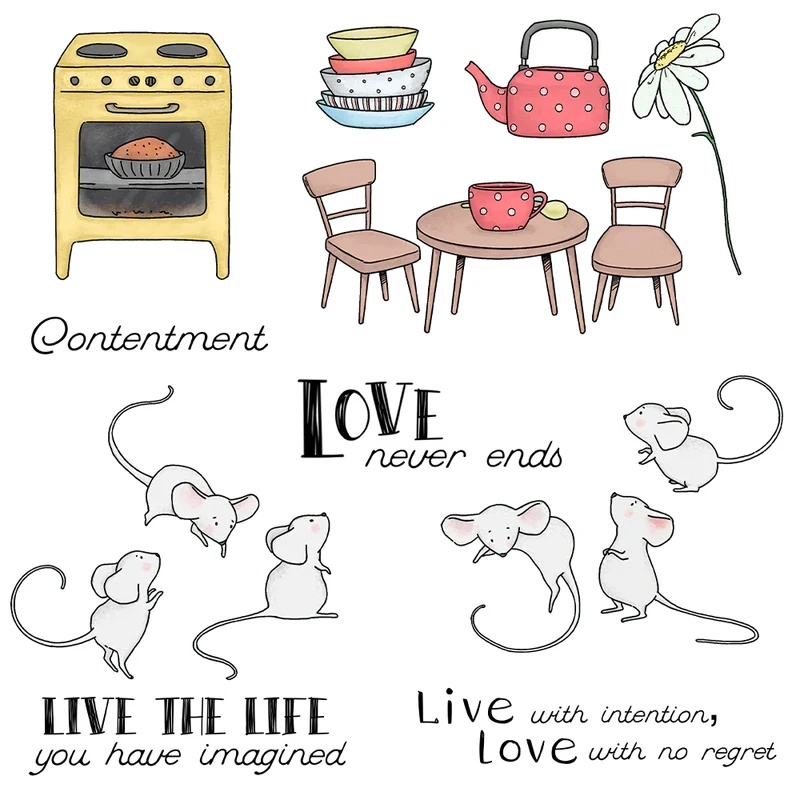 Suncraft Little Mouse & Kitche - Clear Silicone Stamps For Card Making reseña y precio