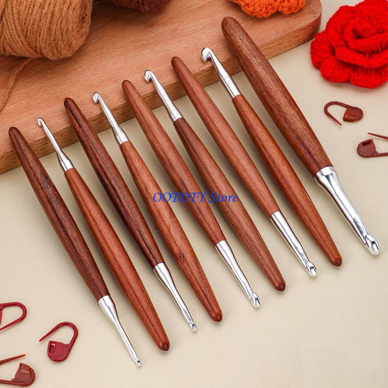 367A 8 Uds madera ergonómico a - Wooden Crochet Hooks Ergonomic Handle reseña y precio