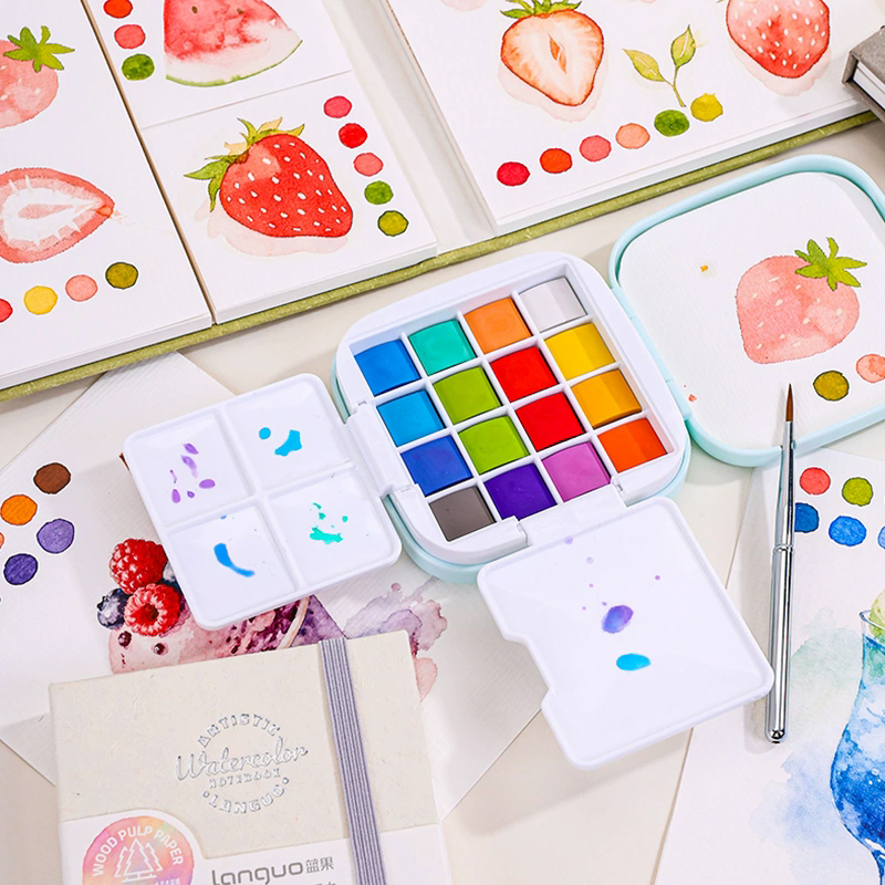 LANGUO-Juego de pintura de acu - Watercolor Paint Set Solid Pigment reseña y precio