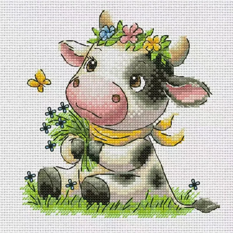 [CC2949-Vaca pequeña y adorabl - Cross Stitch Stamped Kits Beginners reseña y precio