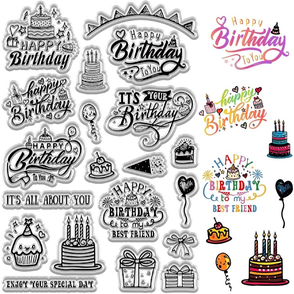 Sellos transparentes de feliz  - Clear Silicone Stamps For Card Making reseña y precio