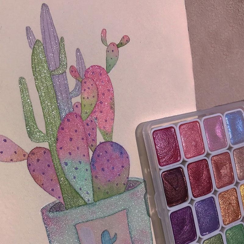 Pinturas nacaradas portátiles, - Watercolor Paint Set Solid Pigment reseña y precio