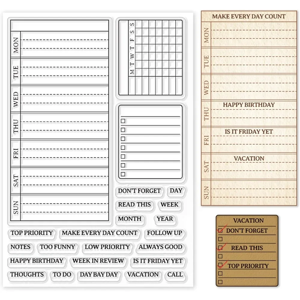 Plan semanal, calendario de se - Clear Silicone Stamps For Card Making reseña y precio