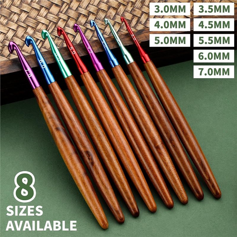 AB34-Uzuelos de aluminio con m - Wooden Crochet Hooks Ergonomic Handle reseña y precio