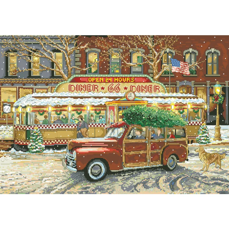 [[CC5130-66 Route Christmas Re - Cross Stitch Stamped Kits Beginners reseña y precio