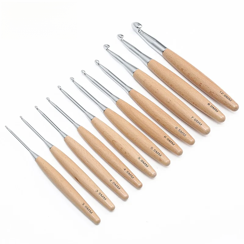 1/11 piezas de ganchos de croc - Wooden Crochet Hooks Ergonomic Handle reseña y precio